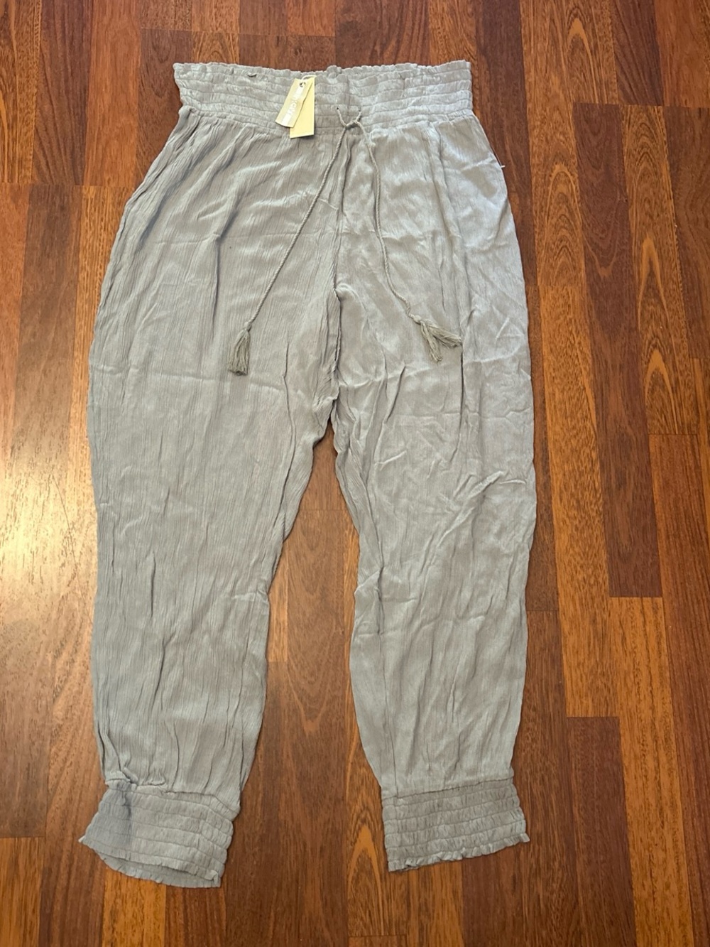 Ink+Ivy Grey Lightweight Baggy Pants Adjustable Waist Cuffed Size Large NWT